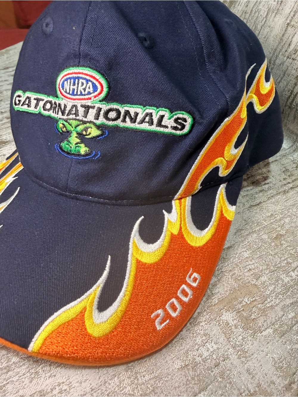 NHRA Gatornationals Navy Cap with Orange Flame Accents